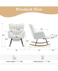 Streamdale Furniture Teddy Fabric Leisure Rocking Chair with Adjustable Footstool