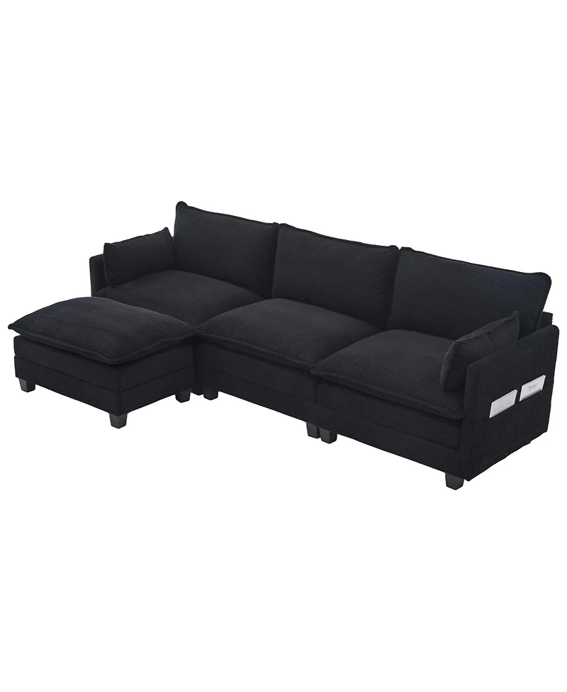 Streamdale Furniture 102" Oversized Modular Sectional Sofa with Movable Ottoman