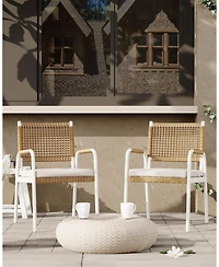gaomon 2Pcss Patio Wicker Chairs, Outdoor Rattan Dining Chairs with Cushions & Metal Legs, Balcony Rattan Armchairs for Outdoor Lawn Balcony Backyard