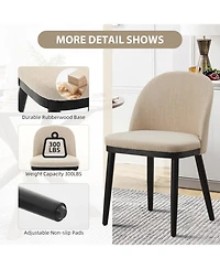 gaomon Chairs Set of 6, Modern Fabric Upholstered Kitchen Side Chairs with Curved Backrest & Wood Leg, Armless Dining Chair for Restaurant/Cafe.