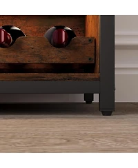 gaomon 3-Tier Wine Bar Cabinet with Led Detachable Wine Rack and Storage Space Buffet Cabinet with Glass Holder and Mesh Door