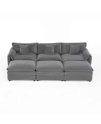 Boyel Living Oversized Deep Seat Sectional Cloud Sofa Sleeper with 3 Ottomans & Soft Pillows, Modular Couch Bed, Diy Combination