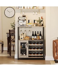 gaomon 3-Tier Wine Bar Cabinet with Led Detachable