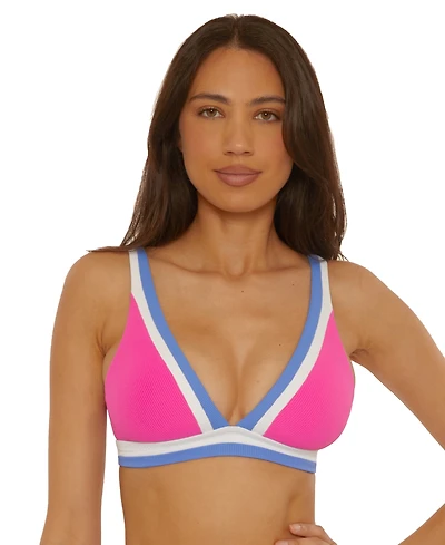 Becca Women's Coast Line Fine Rib Color-Block Swim Top