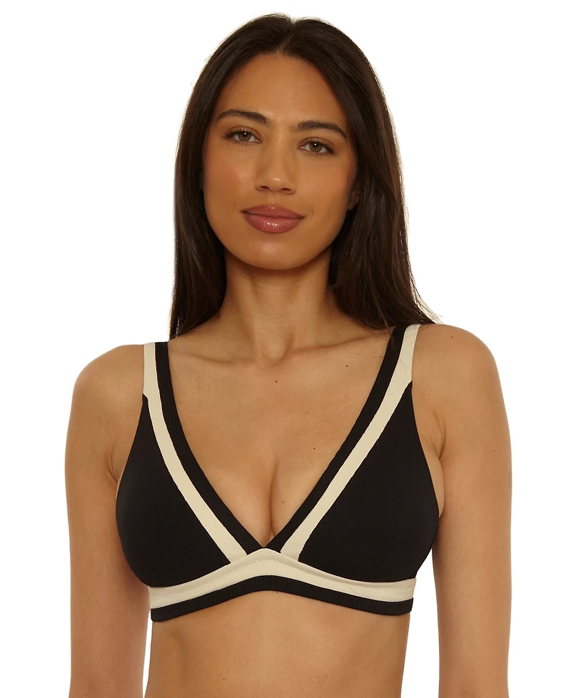 Becca Women's Coast Line Fine Rib Color-Block Swim Top