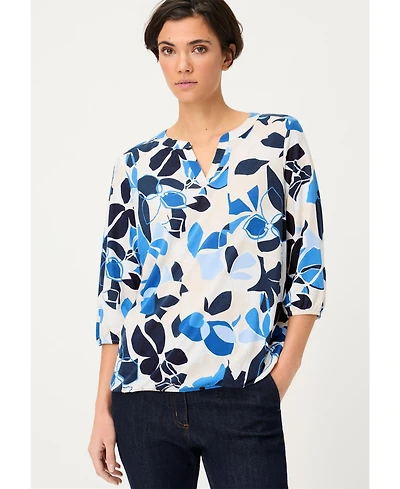 Olsen Women's Graphic Floral Split Neck T-Shirt