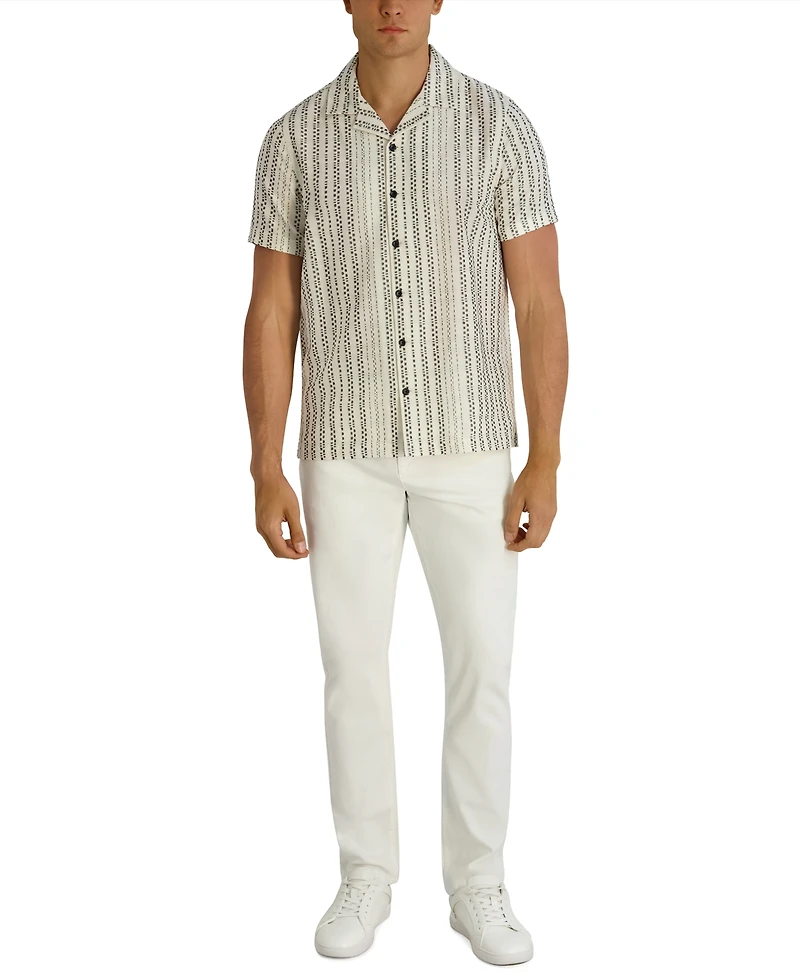 Karl Lagerfeld Paris Men's Striped Dobby Short-Sleeve Shirt