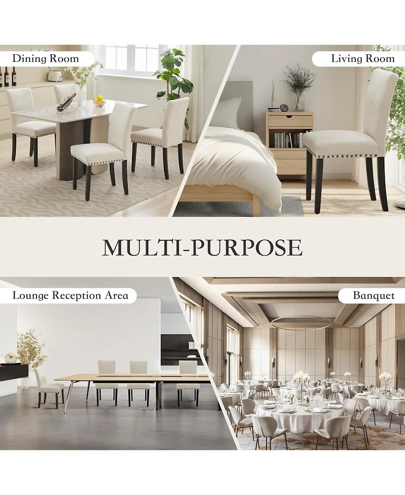 gaomon Upholstered Dining Chairs Set of 6, Fabric Parsons Dining Room Chair with Nailhead Trim & Sturdy Wood Legs, Modern Fabric Kitchen Chairs