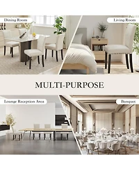 gaomon Upholstered Dining Chairs Set of 6, Fabric Parsons Dining Room Chair with Nailhead Trim & Sturdy Wood Legs, Modern Fabric Kitchen Chairs