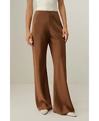 Lilysilk Women's Bias Cut Straight Leg Silk Pants
