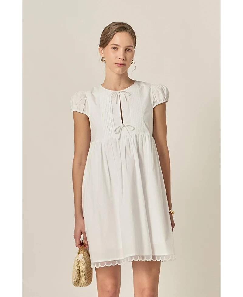 English Factory Women's Pearl Scallop Babydoll Mini Dress