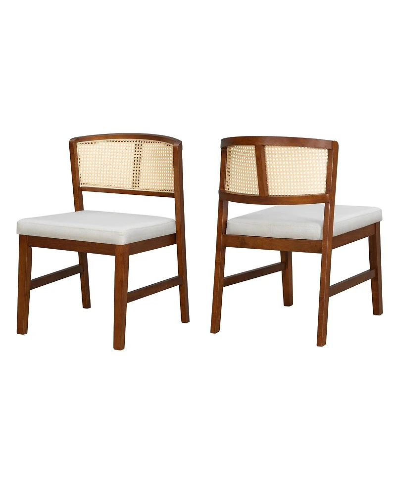 Streamdale Furniture Rattan Dining Chairs (Set of 2) - Upholstered, Curved Back, Hardwood Frame