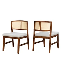 Streamdale Furniture Rattan Dining Chairs (Set of 2) - Upholstered, Curved Back, Hardwood Frame