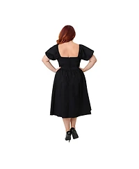 Unique Vintage Women's Plus Sweetheart Puff Sleeve Swing Dress