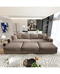 Streamdale Furniture Plush Corduroy 4-Seat Sofa