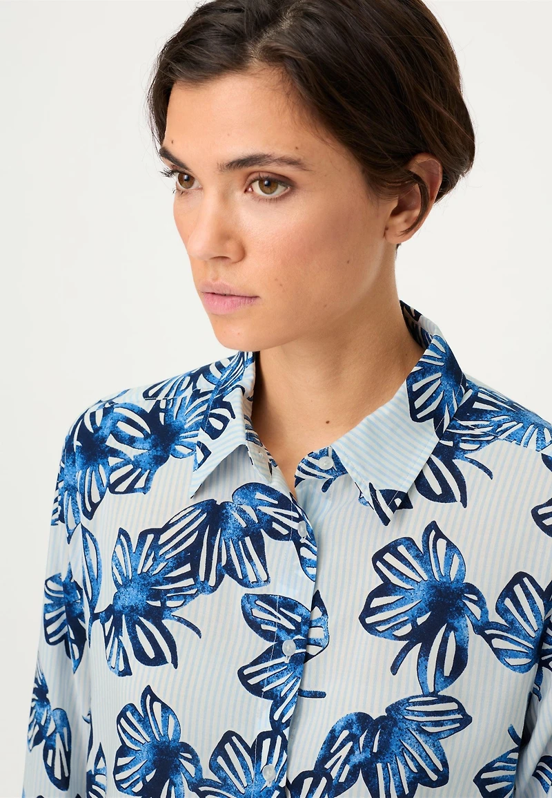 Olsen Women's Floral Stripe Shirt