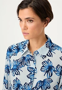 Olsen Women's Floral Stripe Shirt