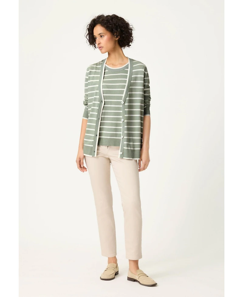 Olsen Women's Striped Short Sleeve Sweater