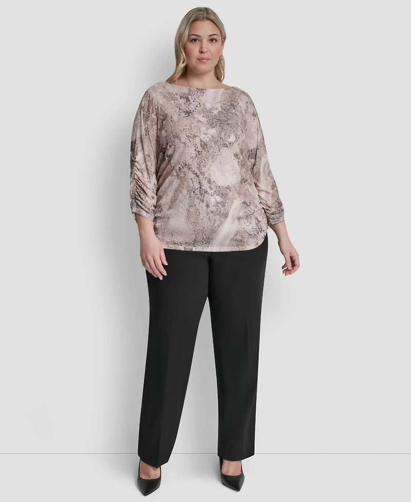 Dkny Plus Boat Neck Long-Sleeve Top