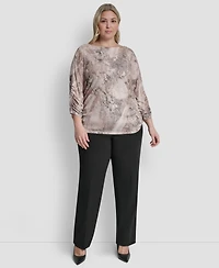 Dkny Plus Boat Neck Long-Sleeve Top