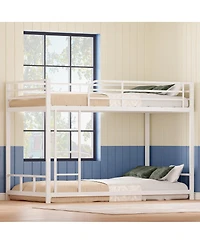 Streamdale Furniture Twin Over Twin Metal Bunk Bed with Guard Rails & Ladder, Space-Saving