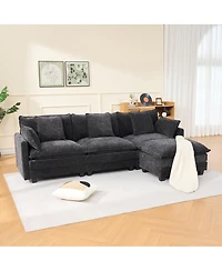 Streamdale Furniture 3-Seat Storage Ottoman Sectional Couch, L-Shaped Bench with Footrest