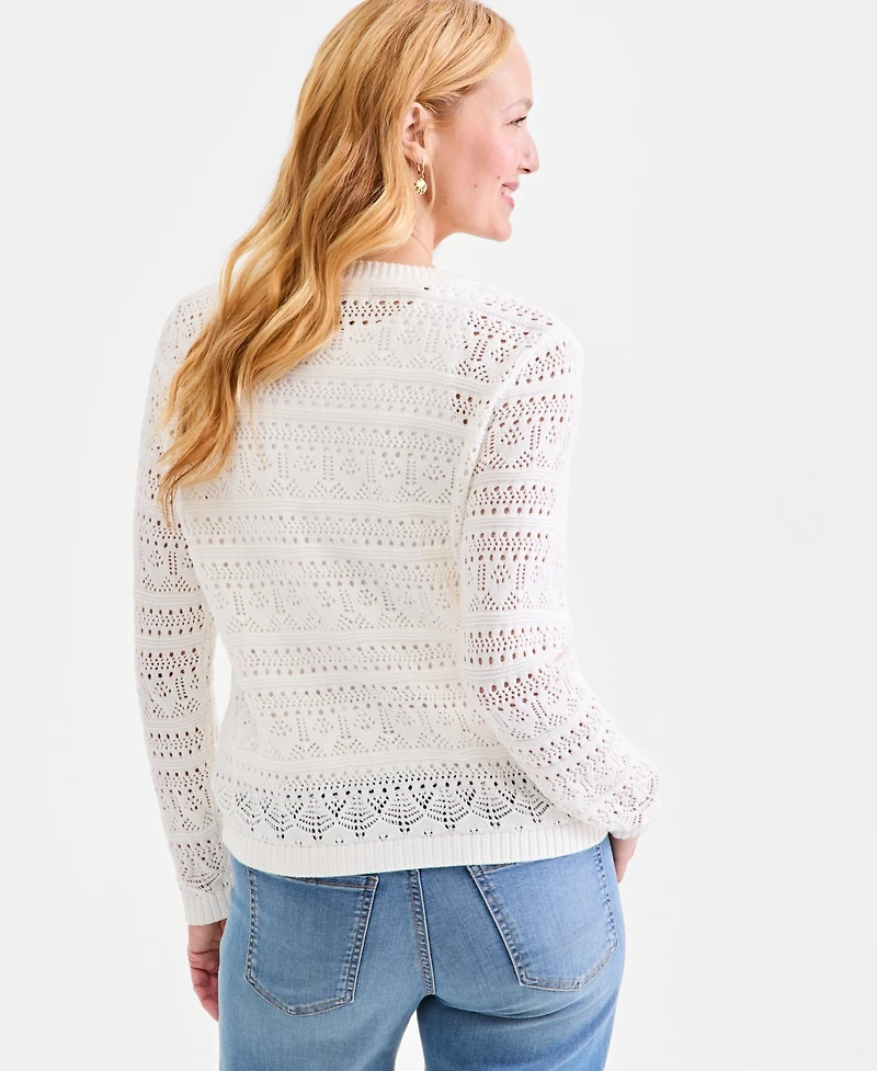 Style & Co Women's Cotton Pointelle Cardigan Sweater, Macy's Exclusive