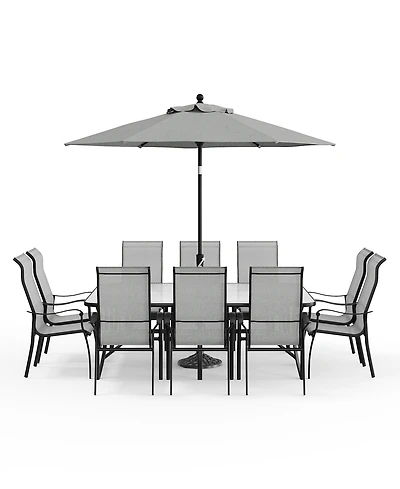 Agio Oasis 11-Pc. Aluminum Rust-Proof Outdoor Dining Set, Created for Macy's