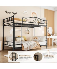 Gaomon Metal Bunk Bed Twin Over Twin, Heavy Duty Bunkbeds Frame with Safety Guard Rails for Kids Boys GirlsSteel School, Bedroom Space-Saving,