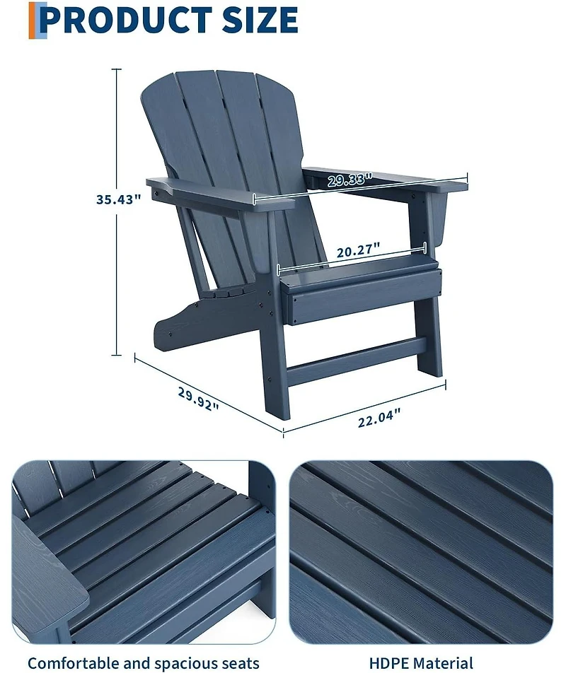 gaomon Modern Hdpe Plastic Adirondack Chair Set of 4