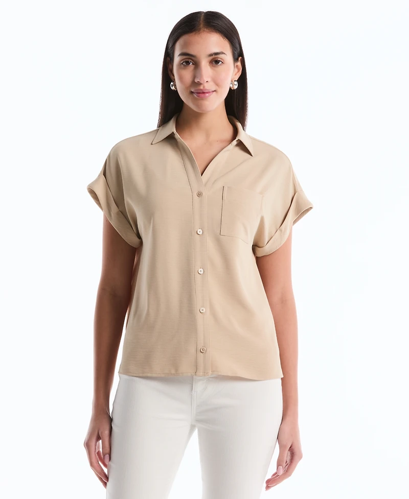 Rafaella Petite Roll Short-Sleeve Shirt