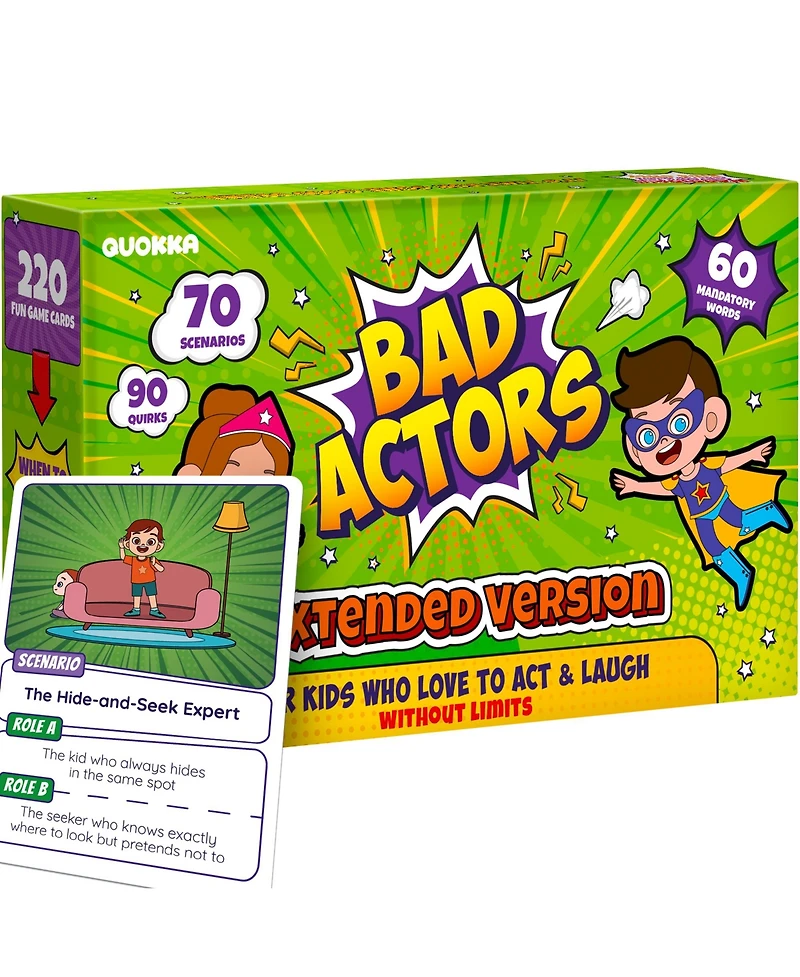 Quokka Charades & Guessing Game for Kids & Teens - 220 Hilarious Scenarios & Quirk Cards