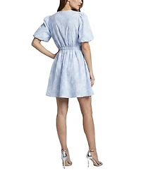 Taylor Women's Fold-Over V-Striped Floral Dress