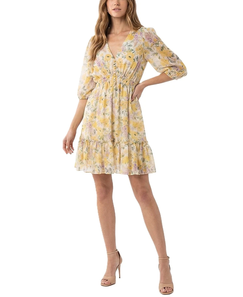Taylor Women's Floral V-Neck A-Line Dress