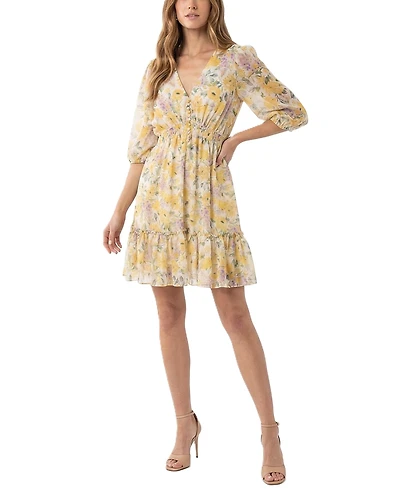 Taylor Women's Floral V-Neck A-Line Dress