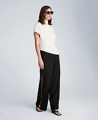 Kenneth Cole Women's High-Rise Wide-Leg Boyfriend Pants