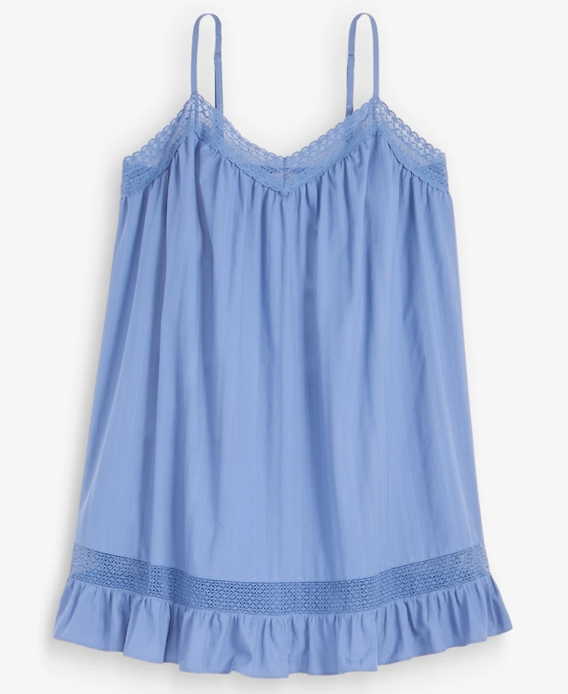 State of Day Women's Lace-Trim V-Neck Cotton Chemise Nightgown, Macy's Exclusive