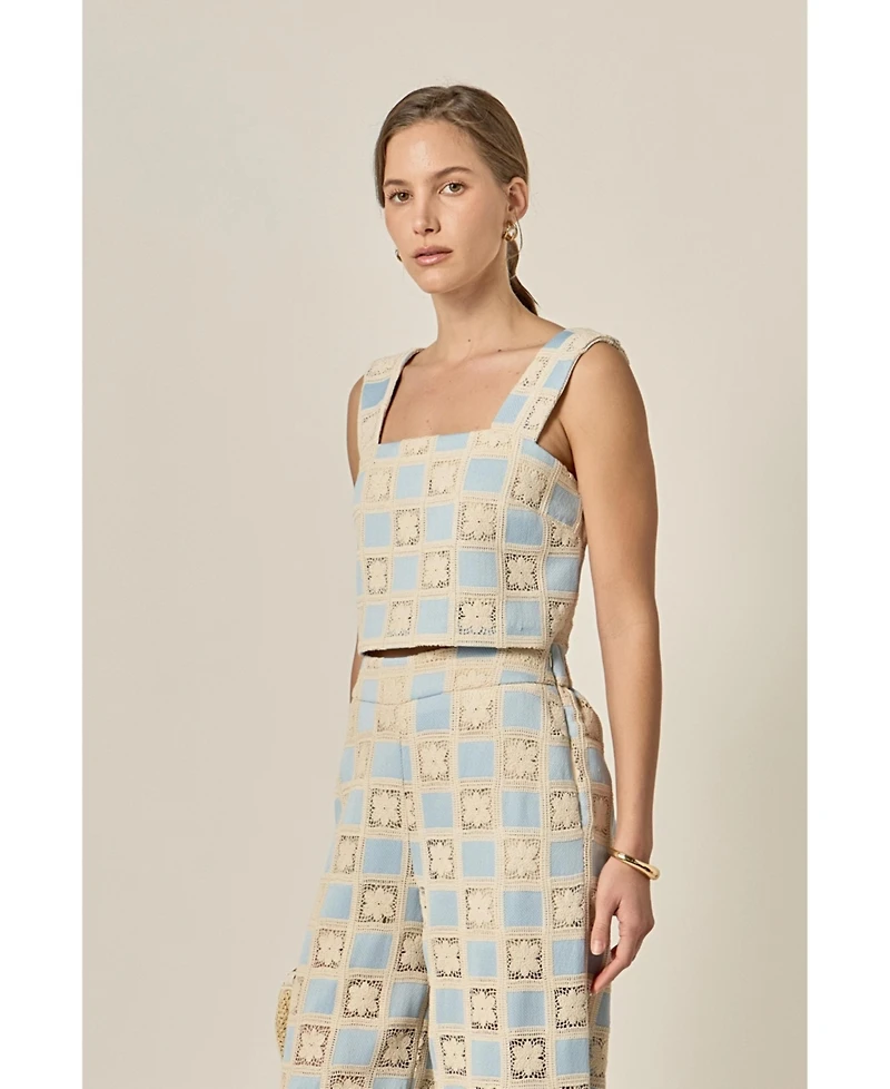 English Factory Women's Crochet Sleeveless Top