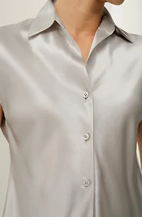 Lilysilk Women's Bias Cut Cap-Sleeve Silk Shirt