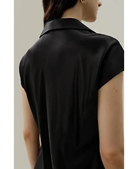 Lilysilk Women's Bias Cut Cap-Sleeve Silk Shirt