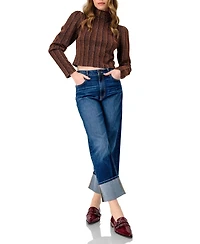 Ivonne Women's High Neck Long Sleeve Top