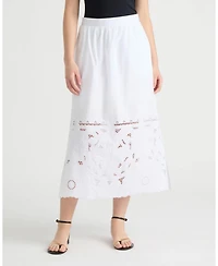 Nvlt Women's Embroidered Poplin Scallop Skirt