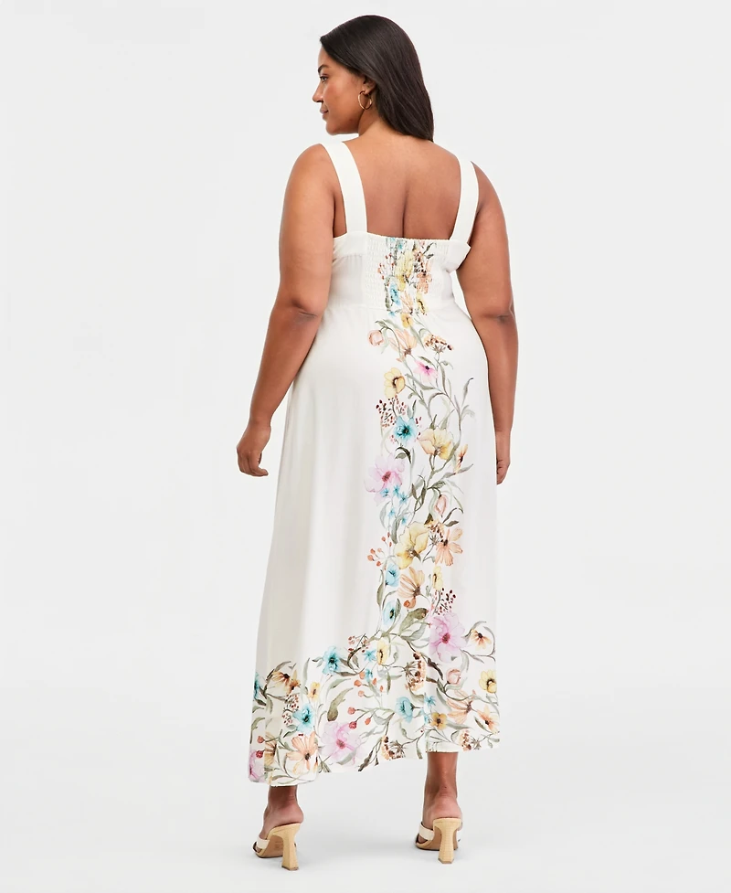 Vince Camuto Plus Thick Strap Square Neck Maxi Dress