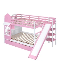 Streamdale Furniture Full-Over-Full Castle Bunk Bed w/ Drawers