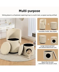 Streamdale Stylish Swivel Barrel Chair with Storage & Free Cat Bed