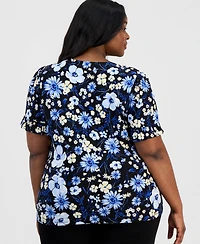 Anne Klein Essentials Plus V-Neck Short-Sleeve Top