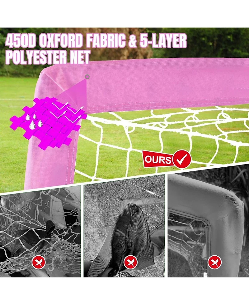 Joyaire Pro-Grade Kids Backyard Soccer Goal, Tear-Resistant 5-Layer Polyester Net & 10mm Poles, 7x5ft Portable Pop Up Training Set with 4 Ball