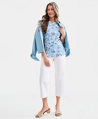 Style & Co Women's Printed Boat-Neck Elbow-Sleeve Top, Macy's Exclusive