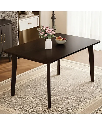 Streamdale Rustic Farmhouse Dining Table - Solid Wood, Modern Espresso