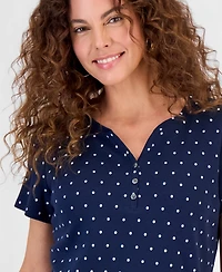 Style & Co Petite Short-Sleeve Henley Neck Top, Macy's Exclusive